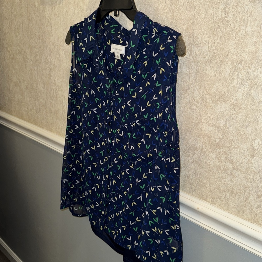 Liz Claiborne Women's Navy Sleeveless Top With Tank Top Underneath - Picture 4 of 9